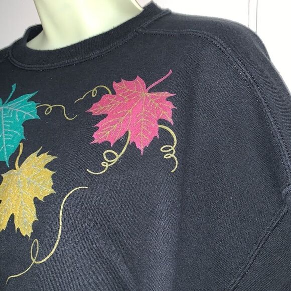 Vtg Fall Leaves black sweatshirt‎ - Picture 2 of 6